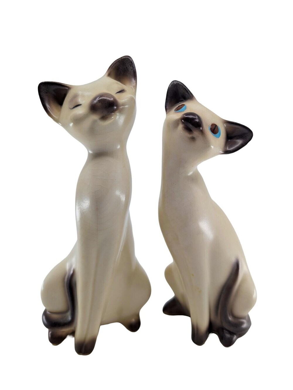 Vintage Freeman-McFarlin Siamese Cat Figurines Pair Mid Century - READ